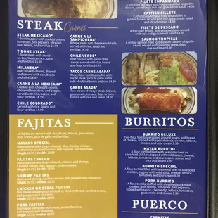 Fajitas,steak,fish and burritos