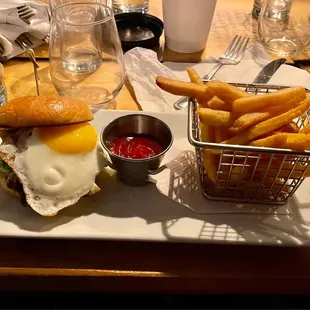 Brunch burger with an egg