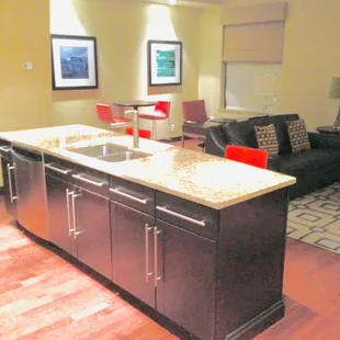 Whole island in the kitchen &amp; whole living room with a separate king bedroom.