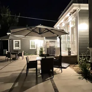 Patio and the Carriage room where we stay at the end.   Beautiful