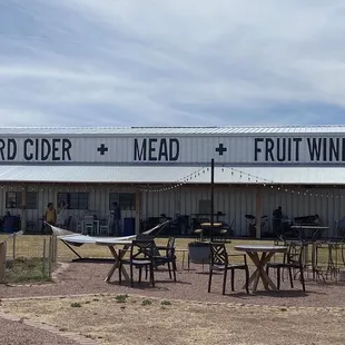 Fantastic cider and lovely patio area.