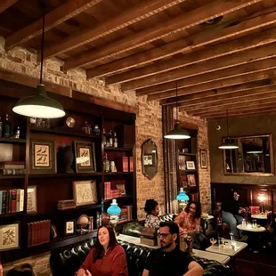 a group of people sitting at a table