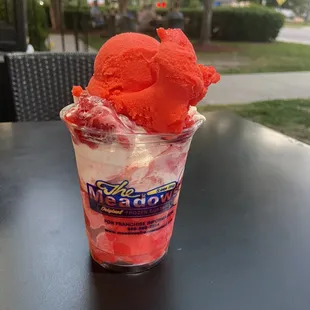 Cherry ice and cherry Frozen Custard