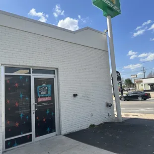 Outside side of building next to parking lot