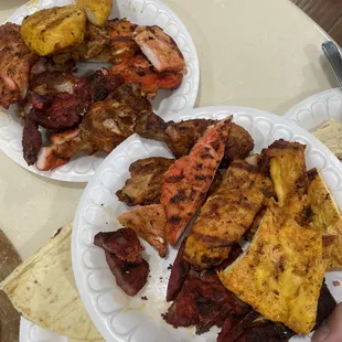 Various chicken and lamb