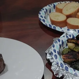 Santa Corata Filet Brussel Sprouts w/Pancetta.This Filet tasted exactly like a Rib Eye. Exquisite taste.