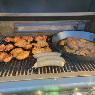 Chicken abodada, chicken Asiago sausage,  Carne asada.  Pre taco plate