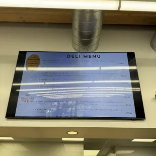 Their deli menu