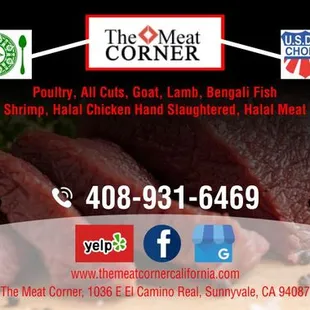 Top quality Fresh and marinated Halal meat, poultry and Fish sold. Terrific deal on wholesale rates available. The Meat Corner, Sunnyvale