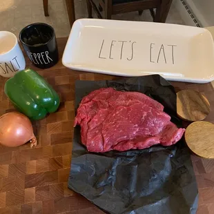 Making Philly Subs with some fresh shaved beef. Look how prey the marbling is on that sirloin!