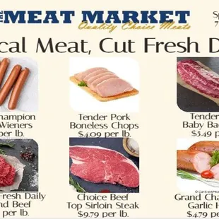 a variety of meats