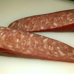 The habanero BBQ beef stick close up, sweet BBQ comes through and a small heat on the back end.