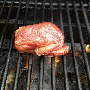 a piece of meat on a grill