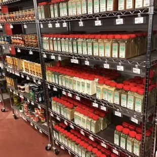 shelves of meat products