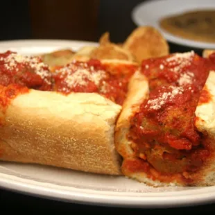 Meatball Sub served with Homemade Chips