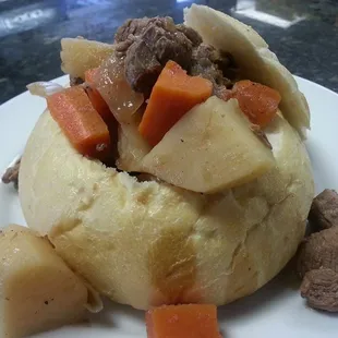 Lunch Special  - Homemade Beef Stew in a Bread Bowl