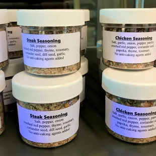 six jars of chicken seasoning