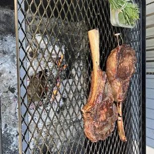 Prime tomahawk steaks on the grill at home