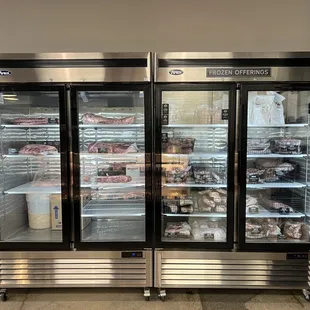 Freezer #1 (right) and large meat cooler (left)