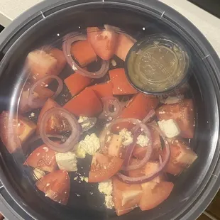 TOMATO &amp; FETA SALAD with very little feta cheese. Does not look anything like what is shown on the website.