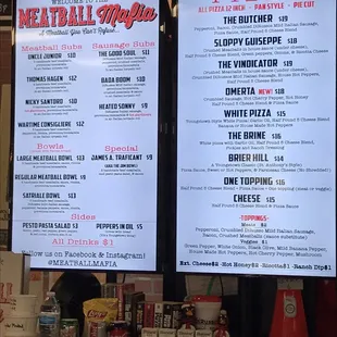 Menu at the counter.