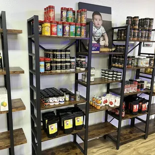 shelves of various foods