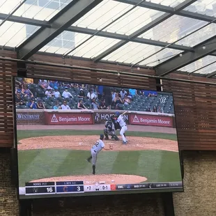 Nice place to catch a game in fresh air. Many tables available.