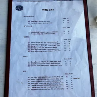 Wine list