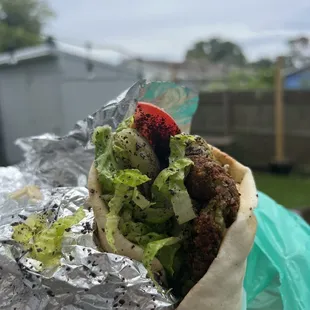 a wrap with lettuce and tomato
