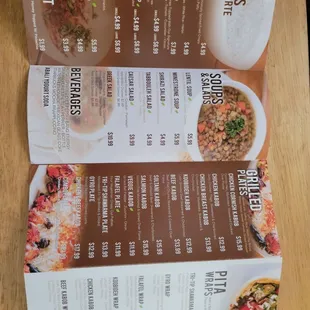 The menu