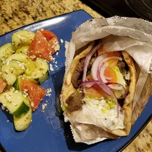 a sandwich and a salad