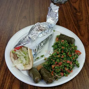 Gyro with Tabbouleh and Dolmas