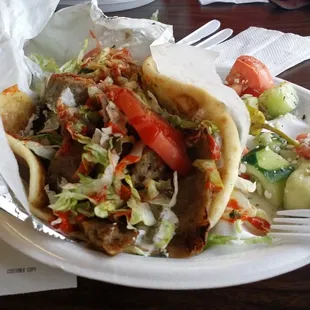 Lamb gyro with side of a salad
