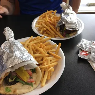 Falafel sandwich and steak gyro! Both very delicious