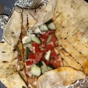 Inside chicken Adana wrap