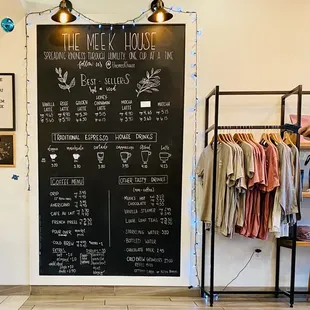 a blackboard with a menu on it