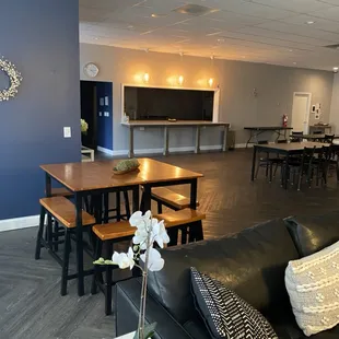 High-top table seating 8.