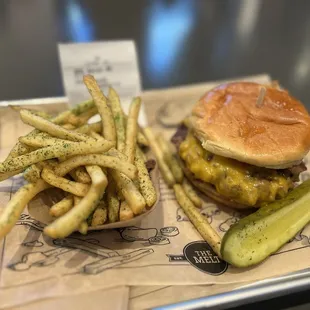 BBQ Bacon Meltburger and Fries