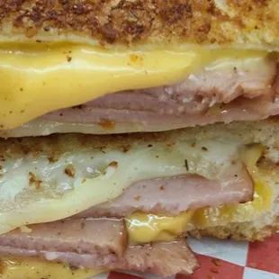 Traditional grilled ham-n-cheese with garlic parmesan Texas toast