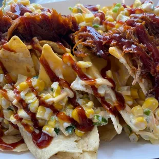Amazing BBQ Nachos with our famous Creamy Corn