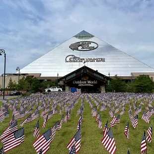 Front entrance to The Pyramid salutes American hero's.