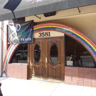 the entrance to the restaurant