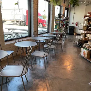 Indoor seating for coffee and deli area