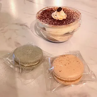 Top to Bottom: Tiramasu, Macarons
