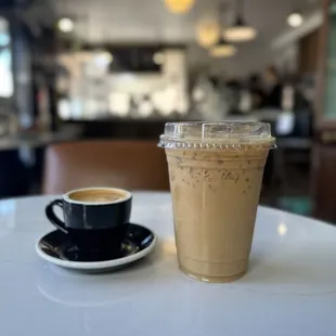 Espresso and Iced Vanilla Latte