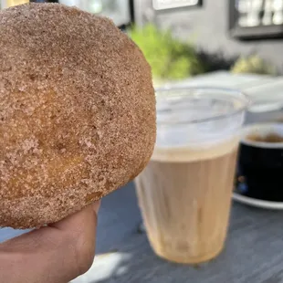 Cinnamon bomb. Sweet but good as they heated it. No filling which helped w the sweetness from the outside