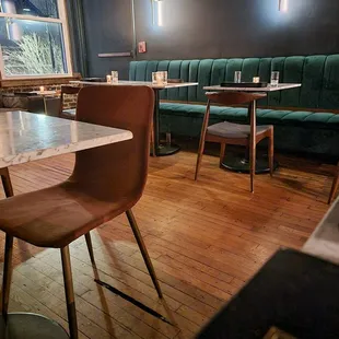 a view of a dining room