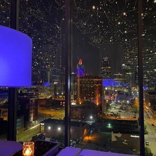 a view of a city at night