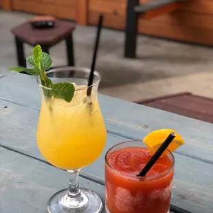 two drinks on a table
