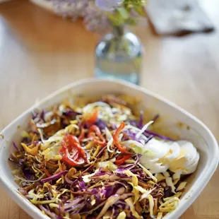 Shawarma Bowl sans rice, extra slaw and an egg added